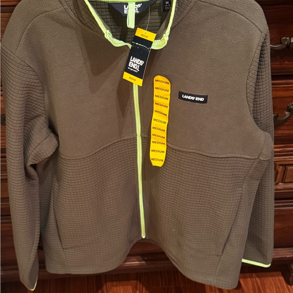 Lands' End Mens, Brown Jacket with Neon Accents